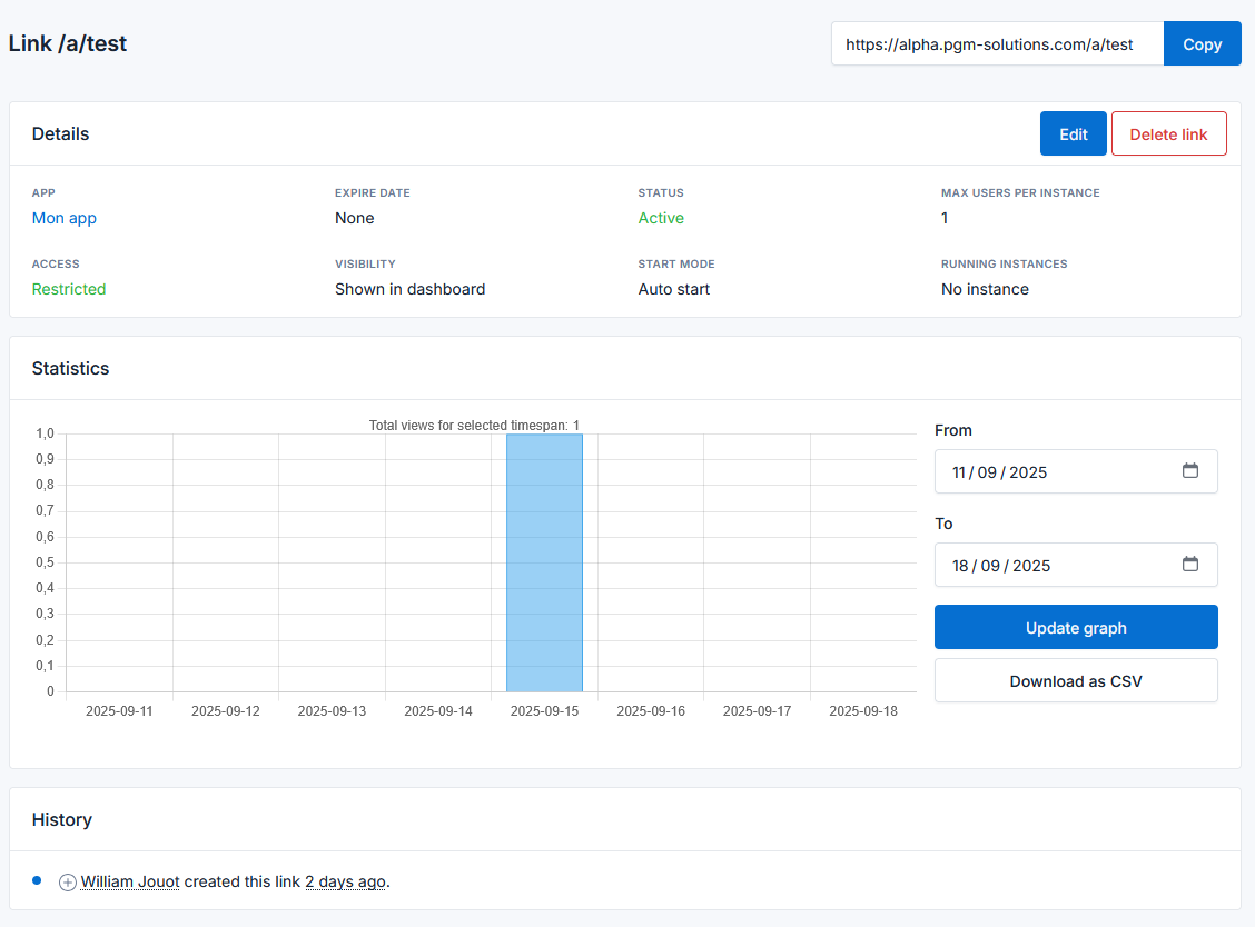 Link details page